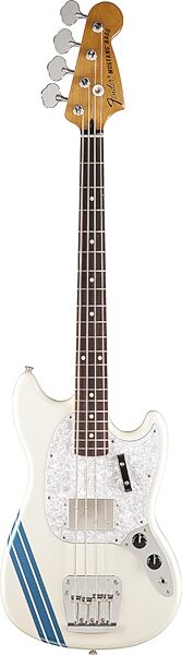 Fender Pawn Shop Mustang Electric Bass with Gig Bag, Olympic White and Blue