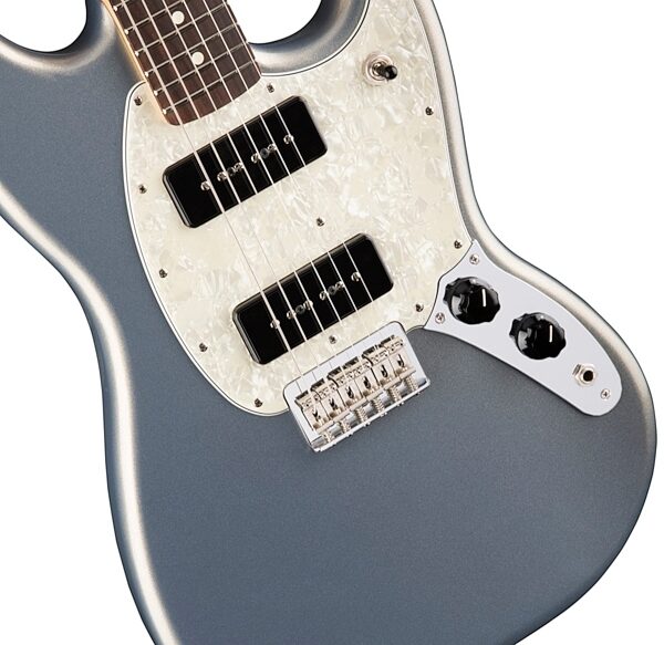 Fender Mustang 90 Electric Guitar, Silver View 4