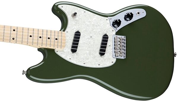 Fender Mustang Electric Guitar, Olive Body Left