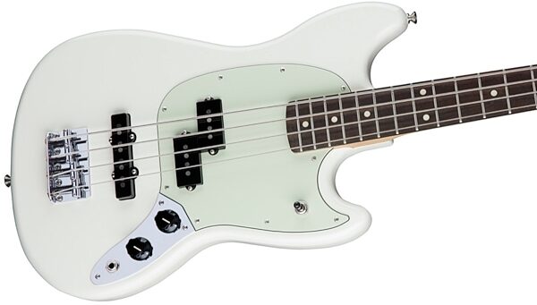 Fender PJ Mustang Electric Bass, Olympic White Body Right