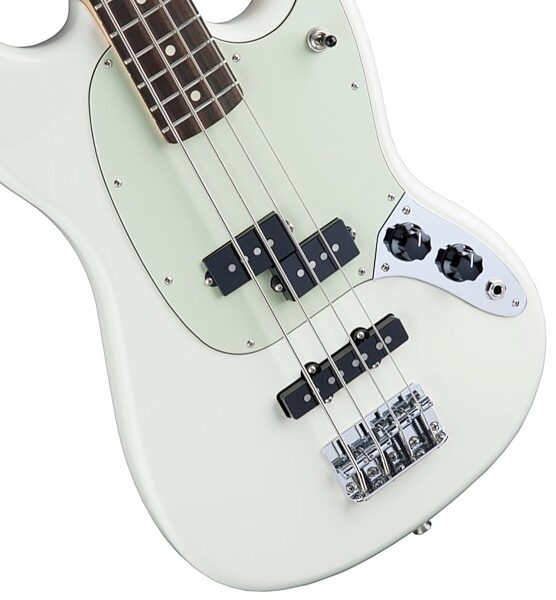 Fender PJ Mustang Electric Bass, Olympic White Front Body