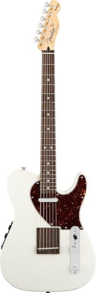 Fender Acoustasonic Telecaster Electric Guitar (with Gig Bag), Olympic White