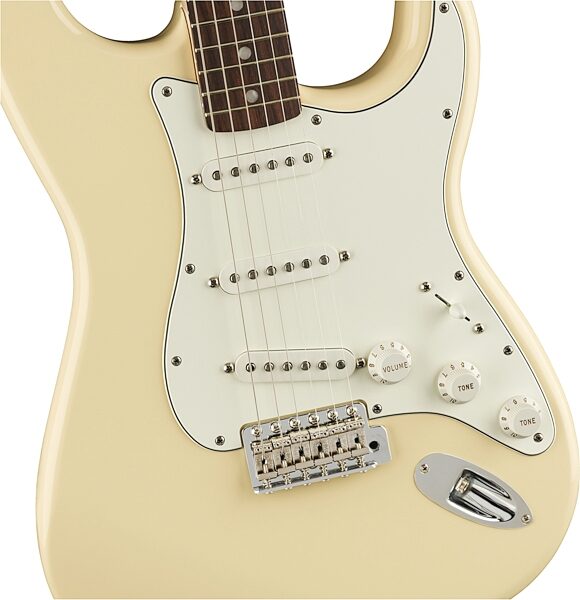 Fender Albert Hammond Jr Stratocaster Electric Guitar (with Gig Bag), Olympic White, Action Position Back