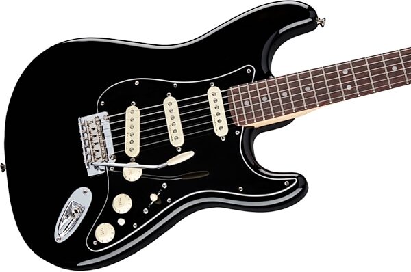 Fender Deluxe Stratocaster Electric Guitar (Rosewood Fingerboard, with Gig Bag), Black Body Right