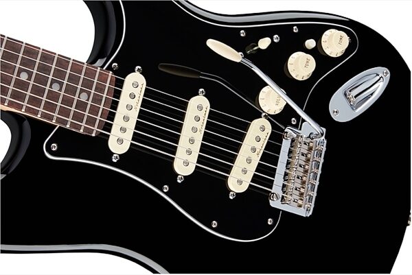Fender Deluxe Stratocaster Electric Guitar (Rosewood Fingerboard, with Gig Bag), Black Front Body