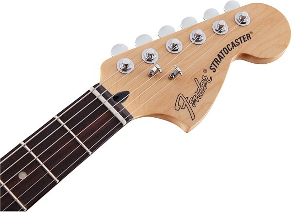 Fender Deluxe Stratocaster Electric Guitar (Rosewood Fingerboard, with Gig Bag), Black Headstock Front