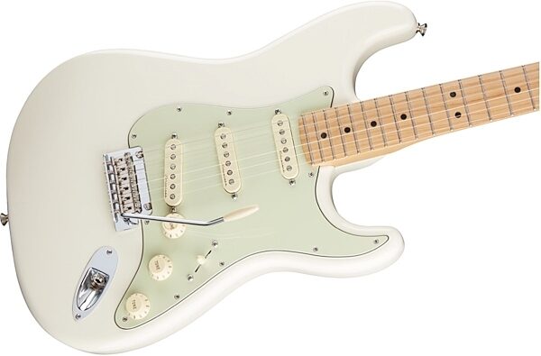 Fender Deluxe Roadhouse Stratocaster Electric Guitar (with Gig Bag), Olympic White Body Right