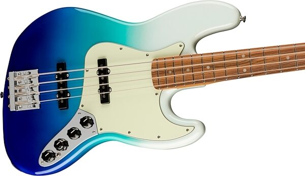 Fender Player Plus Jazz Electric Bass, Pau Ferro Fingerboard (with Gig Bag), Belair Blue, USED, Blemished, Action Position Back