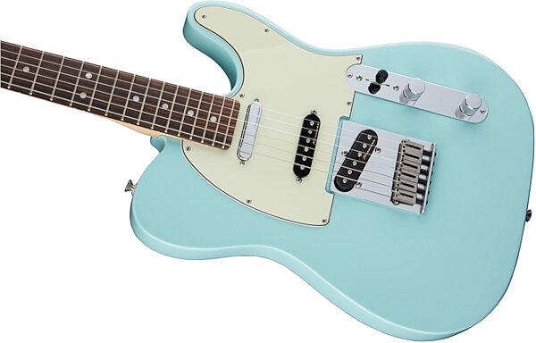 Fender Deluxe Nashville Telecaster Electric Guitar (Rosewood, with Gig Bag), Daphne Blue Body Left