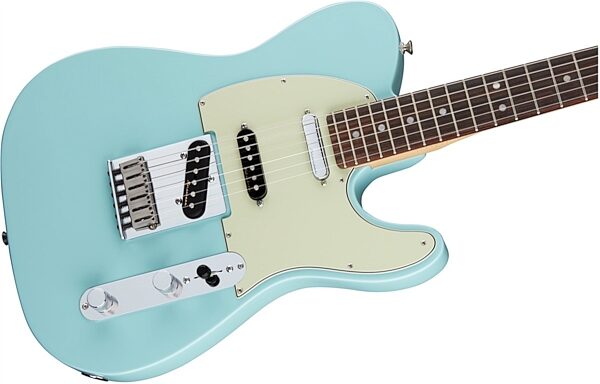 Fender Deluxe Nashville Telecaster Electric Guitar (Rosewood, with Gig Bag), Daphne Blue Body Right