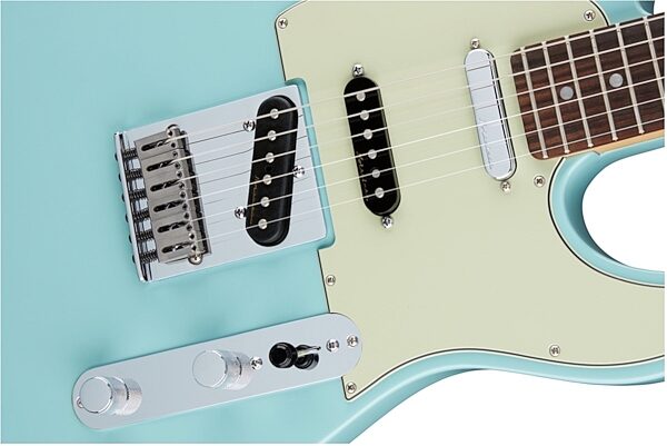 Fender Deluxe Nashville Telecaster Electric Guitar (Rosewood, with Gig Bag), Daphne Blue Body Front