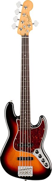 Fender Player II Modified Active Jazz V Electric Bass, 5-String, Rosewood Fingerboard (with Gig Bag), 3-Color Sunburst, Action Position Back