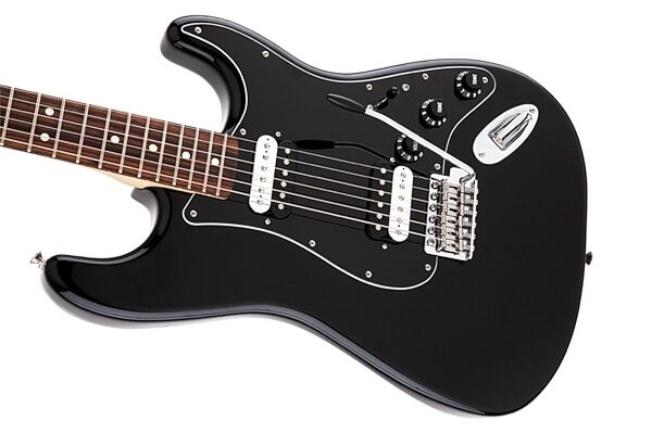 Fender Standard Stratocaster HH Electric Guitar, with Rosewood Fingerboard, Black Body Left