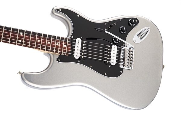 Fender Standard Stratocaster HH Electric Guitar, with Rosewood Fingerboard, Ghost Silver Closeup