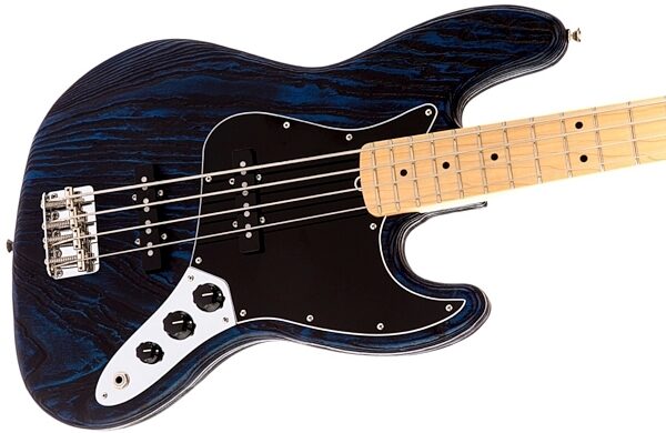 Fender Limited Edition USA Jazz Sandblast Electric Bass, Maple Fingerboard (with Gig Bag), Sapphire Closeup