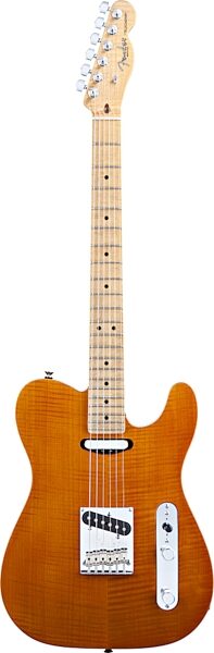 Fender Select Flame Maple Top Telecaster Electric Guitar with Case, Maple Neck, Amber