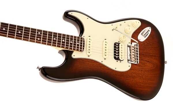 Fender Limited Edition American Deluxe Stratocaster HSS Mahogany Electric Guitar, Closeup 1