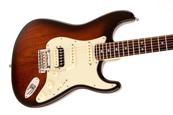 Fender Limited Edition American Deluxe Stratocaster HSS Mahogany Electric Guitar, Closeup 2