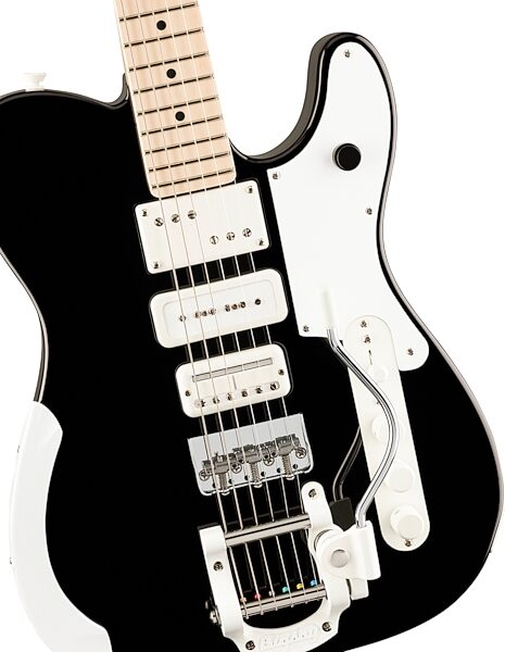 Fender Limited Edition Jack White Triplecaster Telecaster Electric Guitar, Maple Fingerboard (with Case), Black, Action Position Back