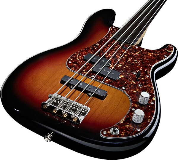 Fender Tony Franklin Fretless Precision Bass with Case, 3-Color Sunburst Closeup
