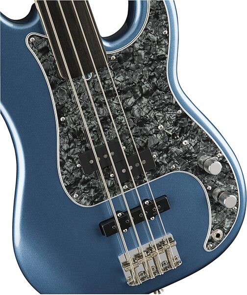 Fender Tony Franklin Fretless Precision Bass with Case, Lake Placid Blue, USED, Blemished, Action Position Back