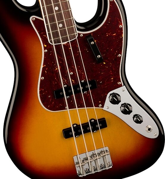 Fender American Vintage II 1966 Jazz Electric Bass, Rosewood Fingerboard (with Case), 3-Color Sunburst, Action Position Back