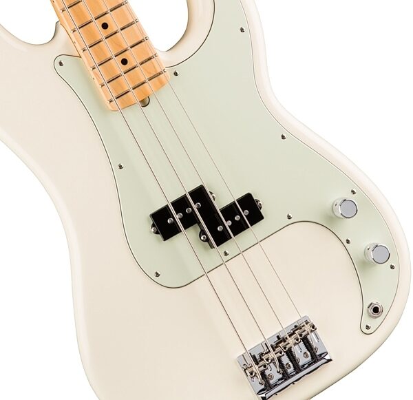 Fender American Pro Precision Electric Bass, Maple Fingerboard (with Case), Olympic White View 4