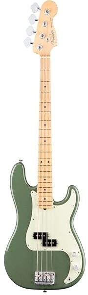 Fender American Pro Precision Electric Bass, Maple Fingerboard (with Case), Antique Olive