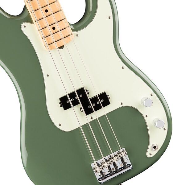 Fender American Pro Precision Electric Bass, Maple Fingerboard (with Case), Antique Olive View 3