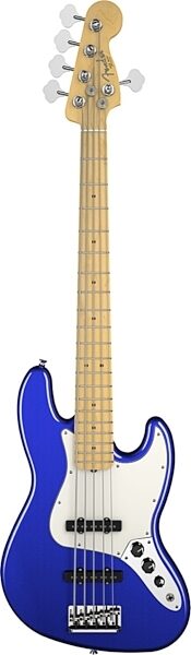 Fender American Standard Jazz V Electric Bass, 5-String Maple Fingerboard with Case, Mystic Blue