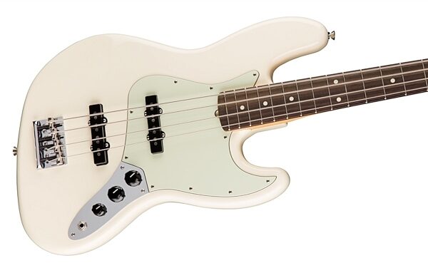 Fender American Pro Jazz Electric Bass, Rosewood Fingerboard (with Case), Olympic White View 1