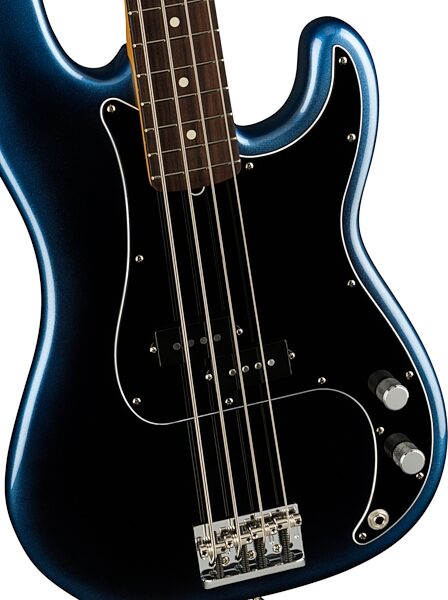 Fender American Pro II Precision Electric Bass, Rosewood Fingerboard (with Case), Dark Night, Action Position Back