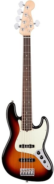 Fender American Pro Jazz V Electric Bass, 5-String (Rosewood Fingerboard, with Case), 3-Color Sunburst