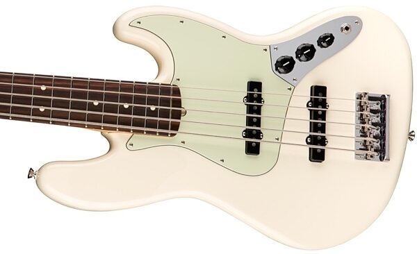 Fender American Pro Jazz V Electric Bass, 5-String (Rosewood Fingerboard, with Case), Olympic White View 1