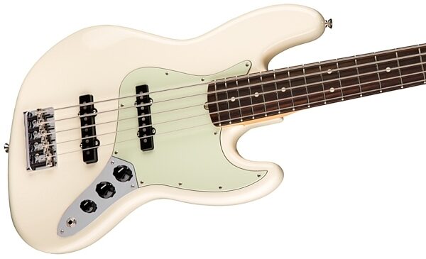 Fender American Pro Jazz V Electric Bass, 5-String (Rosewood Fingerboard, with Case), Olympic White View 5