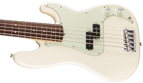 Fender American Pro Precision V Electric Bass, 5-String (Rosewood Fingerboard, with Case), Olympic White View 5
