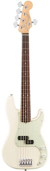 Fender American Pro Precision V Electric Bass, 5-String (Rosewood Fingerboard, with Case), Olympic White