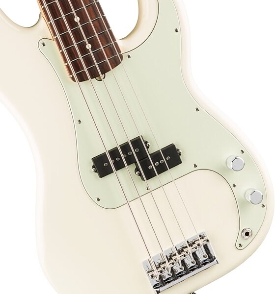Fender American Pro Precision V Electric Bass, 5-String (Rosewood Fingerboard, with Case), Olympic White View 4