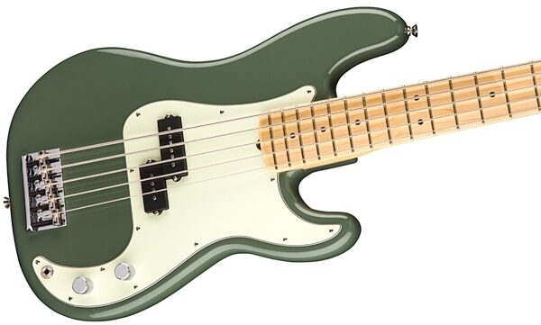 Fender American Pro Precision V Electric Bass, 5-String (Maple Fingerboard, with Case), Antique Olive View 1