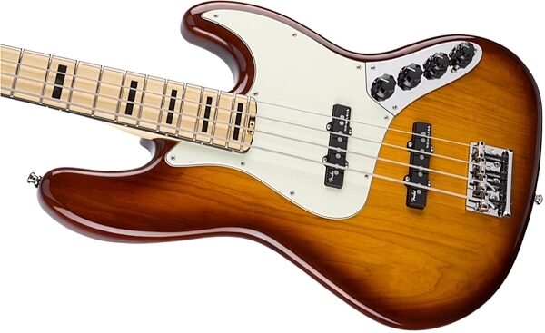 Fender American Elite Jazz Bass (Maple, with Case), Ash Tobacco Burst Body Left