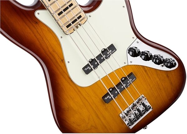 Fender American Elite Jazz Bass (Maple, with Case), Ash Tobacco Burst Front Body