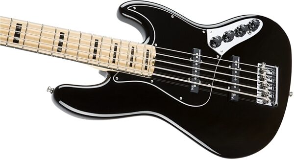 Fender American Elite V Jazz Bass, 5-String (Maple, with Case), Black Body Left