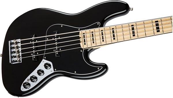 Fender American Elite V Jazz Bass, 5-String (Maple, with Case), Black Body Right