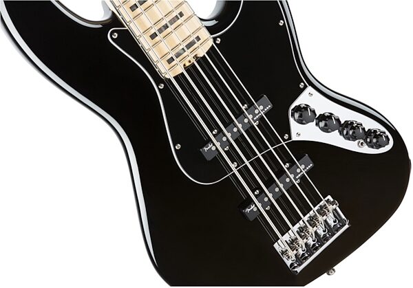 Fender American Elite V Jazz Bass, 5-String (Maple, with Case), Black Front Body