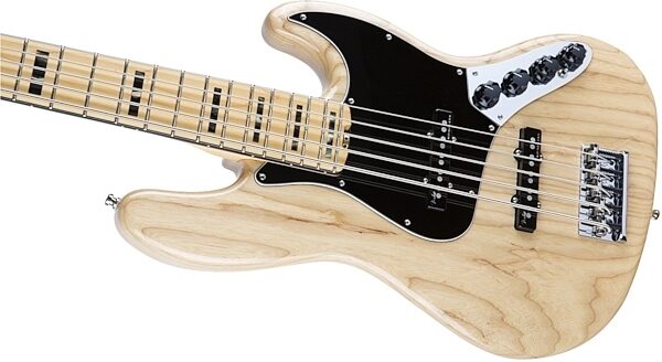 Fender American Elite V Jazz Bass, 5-String (Maple, with Case), Natural Body Left