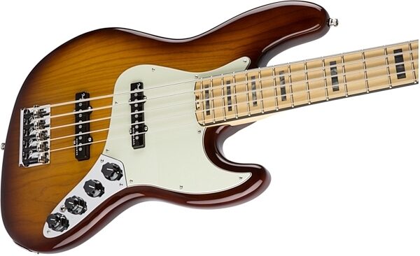 Fender American Elite V Jazz Bass, 5-String (Maple, with Case), Tobacco Burst Body Right