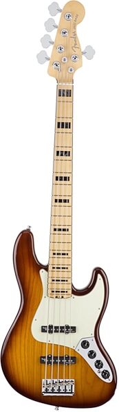 Fender American Elite V Jazz Bass, 5-String (Maple, with Case), Tobacco Burst