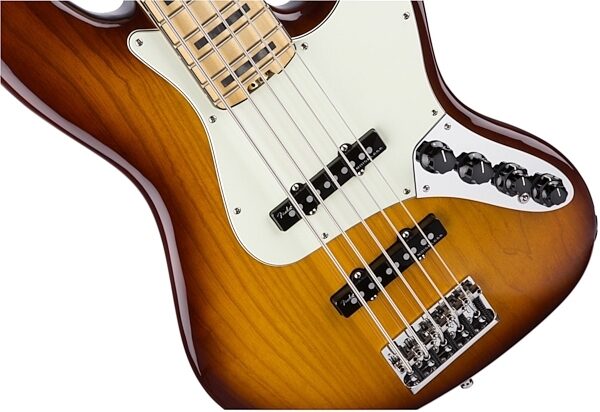 Fender American Elite V Jazz Bass, 5-String (Maple, with Case), Tobacco Burst Body Front