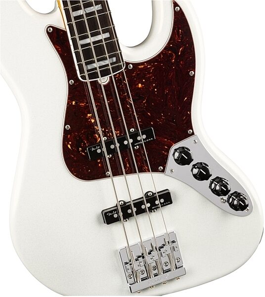 Fender American Ultra Jazz Electric Bass, Rosewood Fingerboard (with Case), Arctic Pearl, USED, Blemished, View