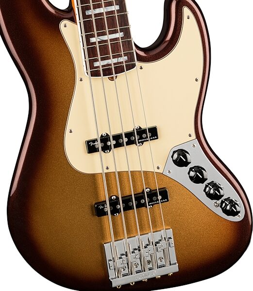 Fender American Ultra Jazz V Electric Bass, 5-String, Rosewood Fingerboard (with Case), Action Position Back